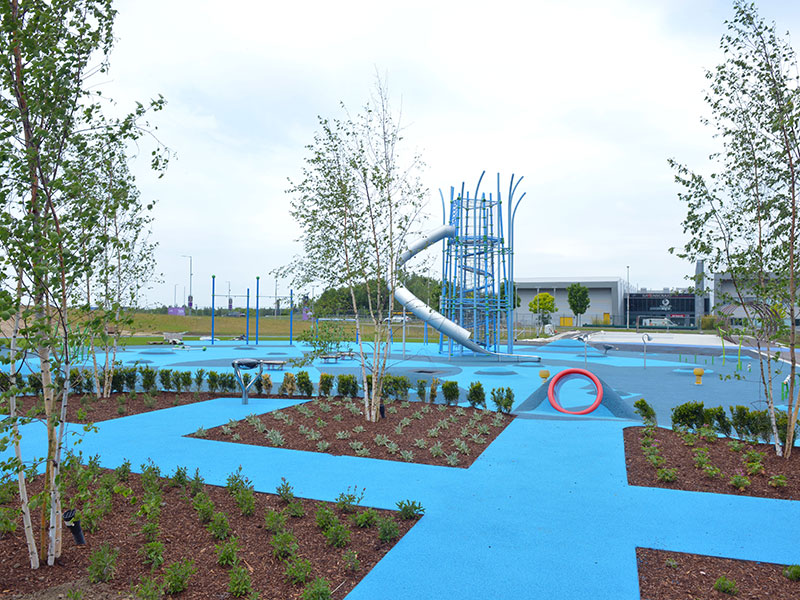 View of Ravenscraig Park garden and play area