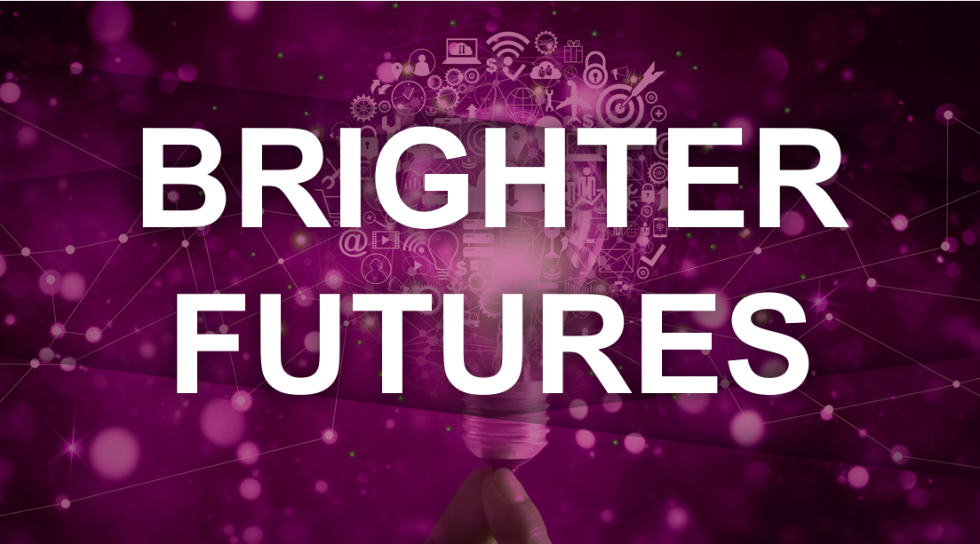 A glowing light bulb surrounded by abstract digital network lines and icons on a purple background.