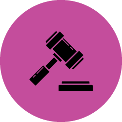 Gavel symbol representing changes in crime levels