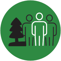 Group of people with trees representing tourism employment