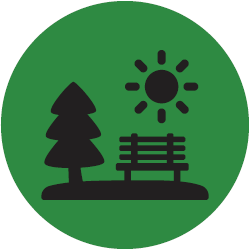 Trees and sun symbol representing tourism value