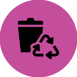 Recycling symbol with bin