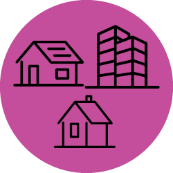 Different house types representing housing tenure