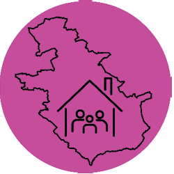 Map with house and people icons