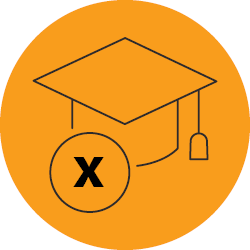 Graduation cap with ‘X’ symbol
