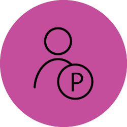 Person with ‘P’ symbol representing projection