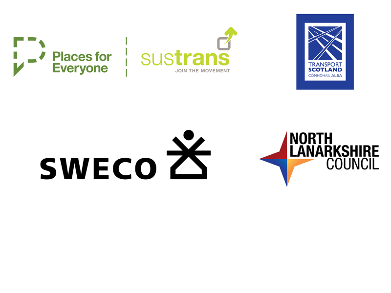 Places for Everyone Sustrans Transport Scotland SWECO council logos