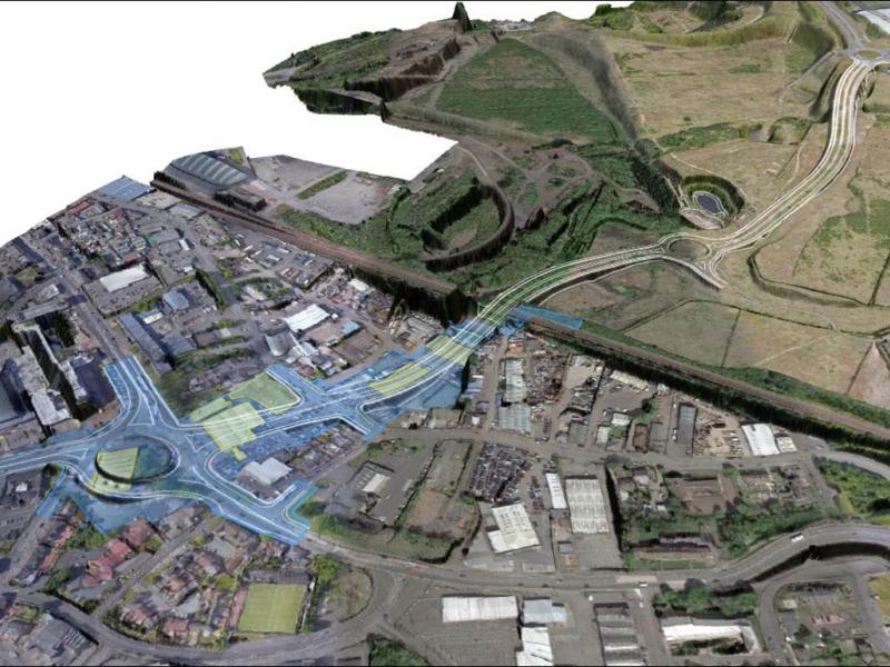 Ravenscraig - City Deal New Road and Roundabout aerial
