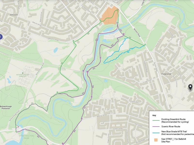 Bellshill gateway to Strathclyde Country Park and cycle facilities project map