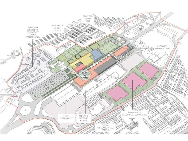 An image of what Cumbernauld town centre could look like following redevelopment, concept design 2