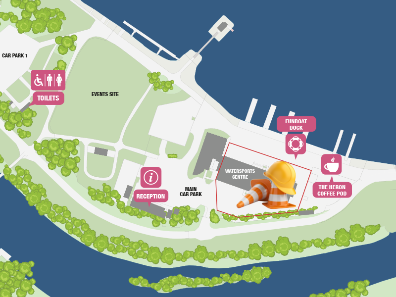Temporary map showing new locations within Strathclyde Country Park