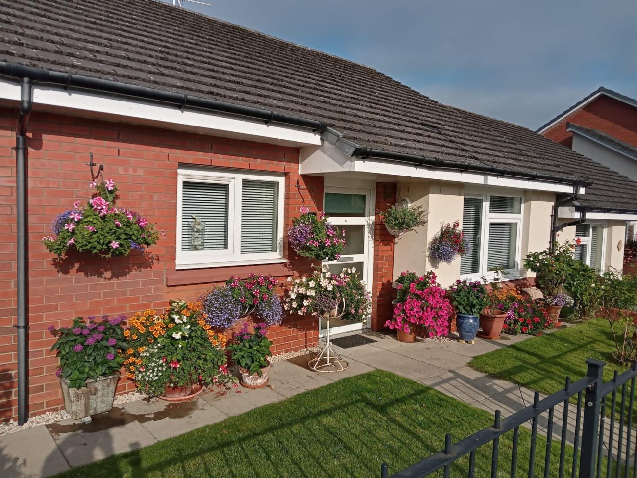 House with colourful garden display