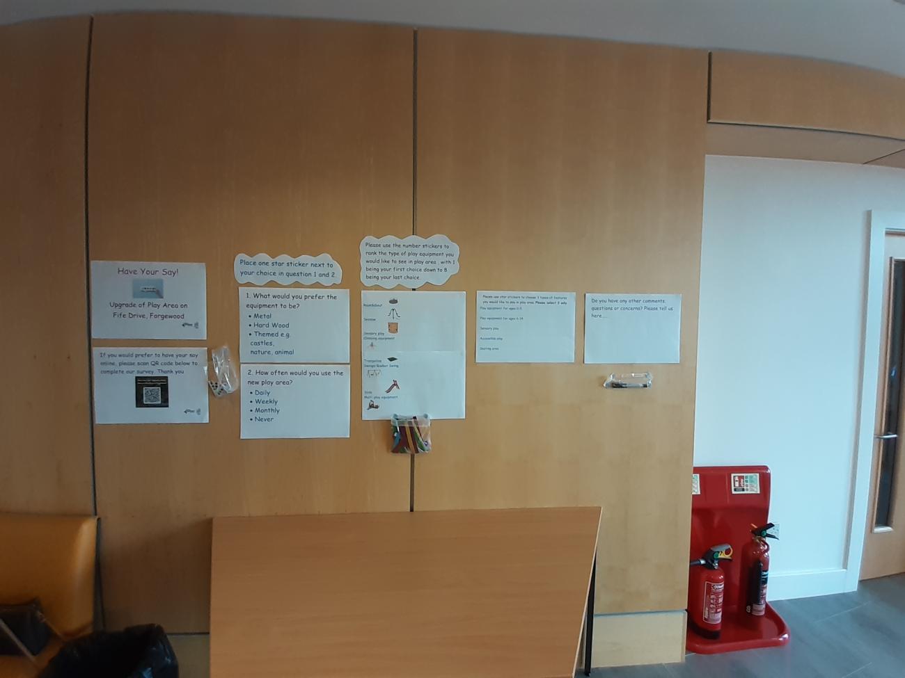 Idea wall with children submissions