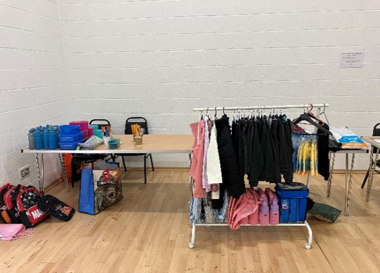 Selection of free clothing on hangers