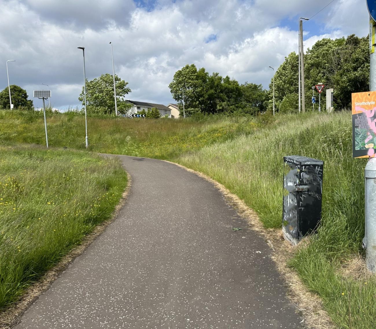 Path Lane going through grassy scenery. 