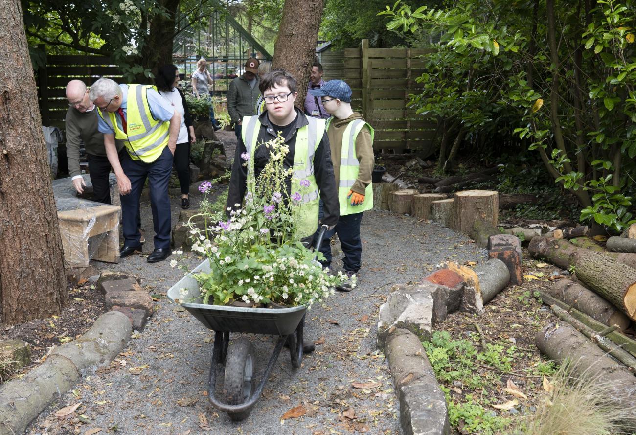Downs Syndrome Scotland garden wheelbarrow
