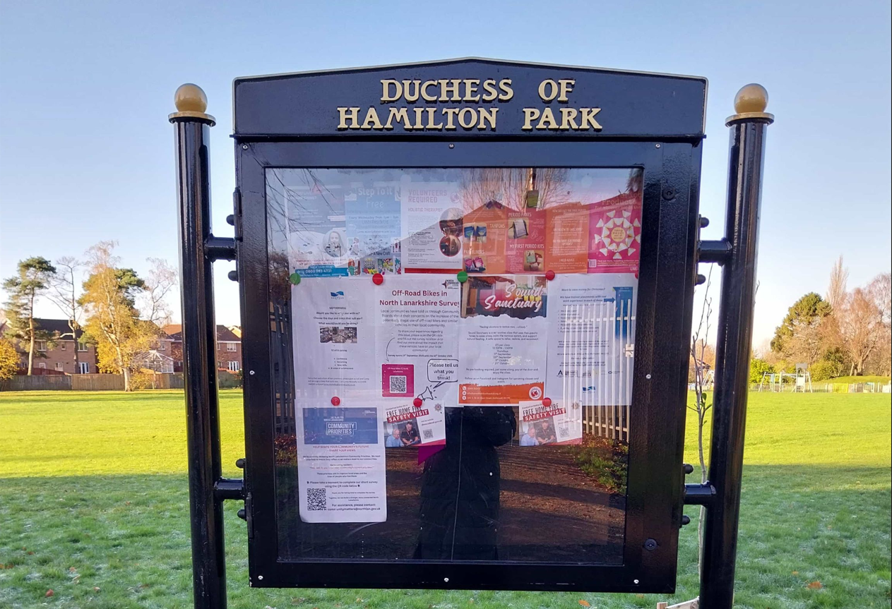 Close up of community noticeboard 