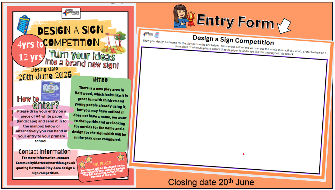 Design a sign competition entry form Shotts