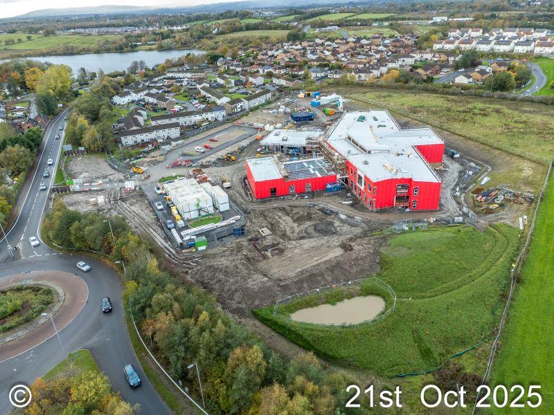 Gartcosh Community Hub aerial view Oct 2025 image03