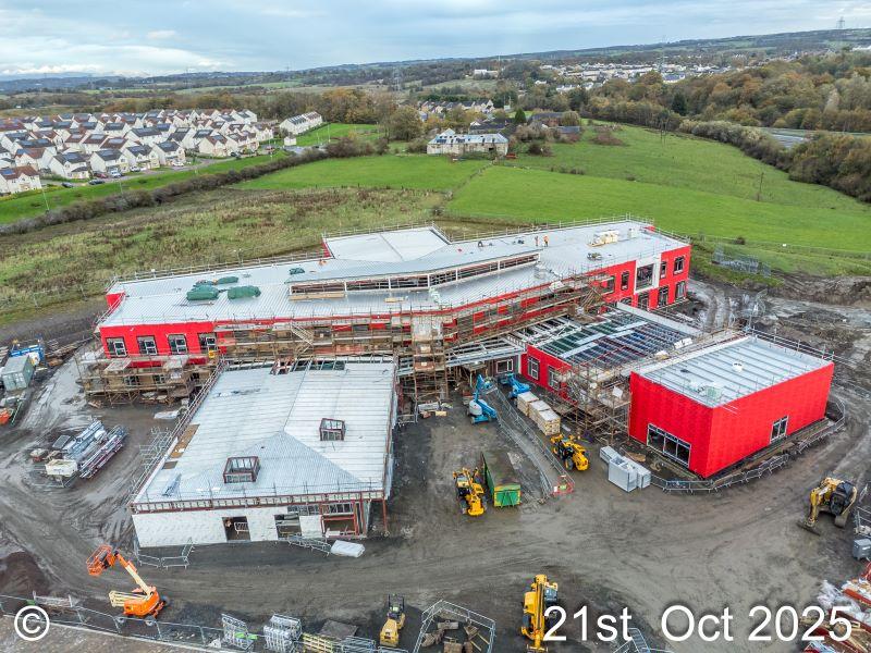 Gartcosh Community Hub aerial view Oct 2025 image04