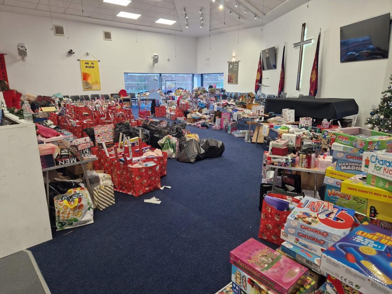 A large selection of donated christmas gifts 