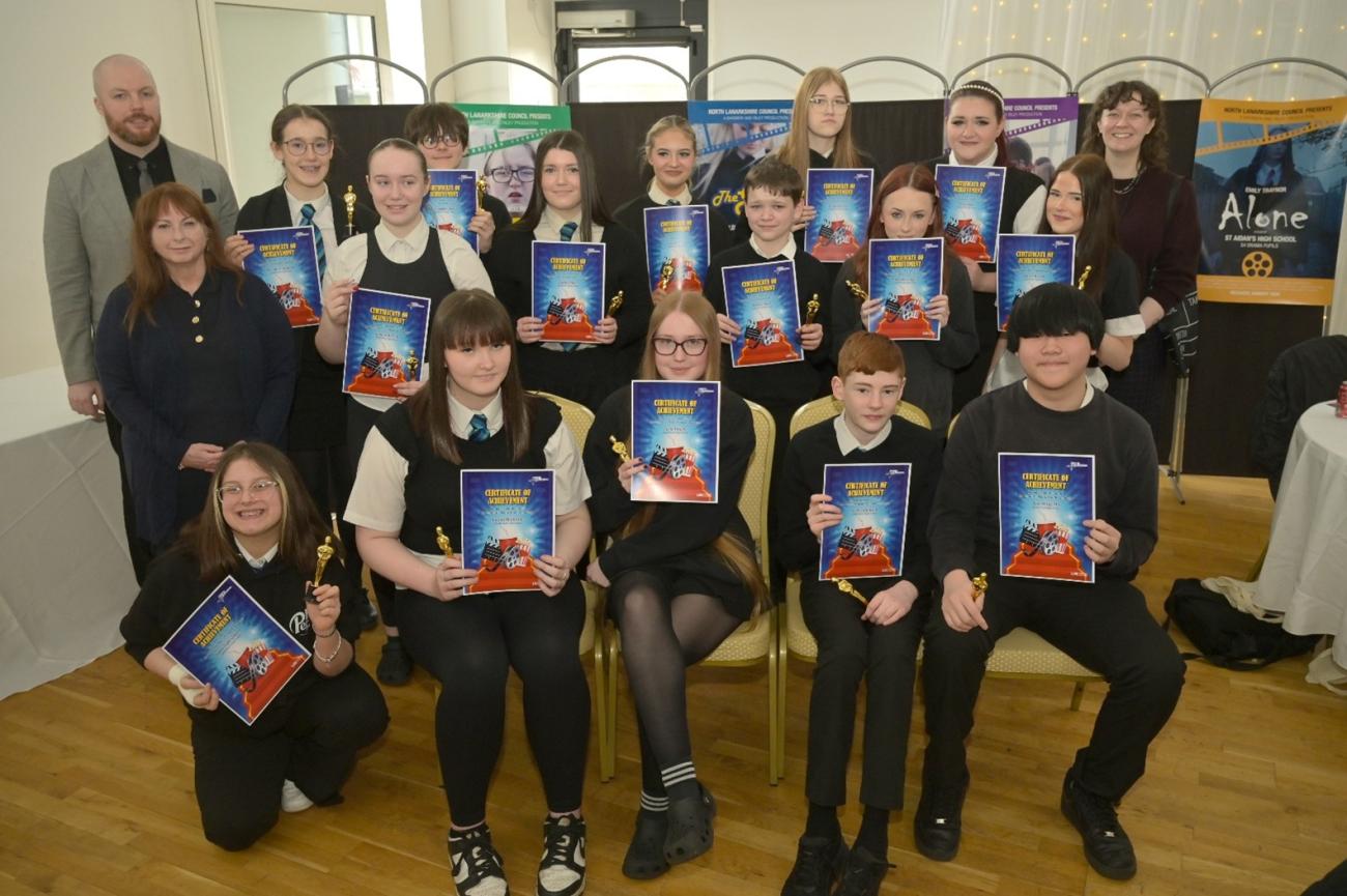 St Aidan's students seated and standing for a class photo