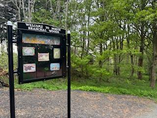 Notice board along the Branchalwoods nature path