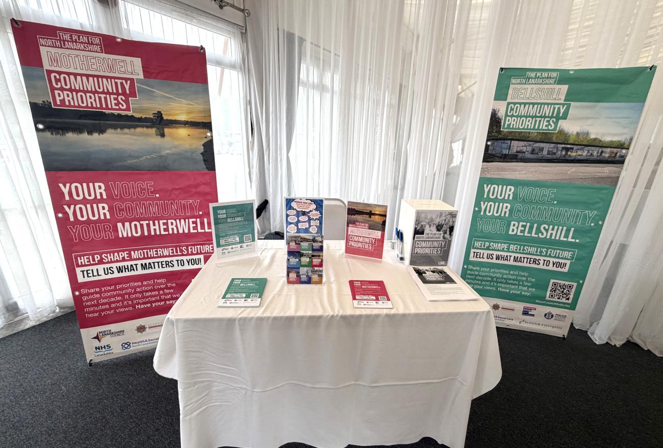 tables with display of poster and leaflets