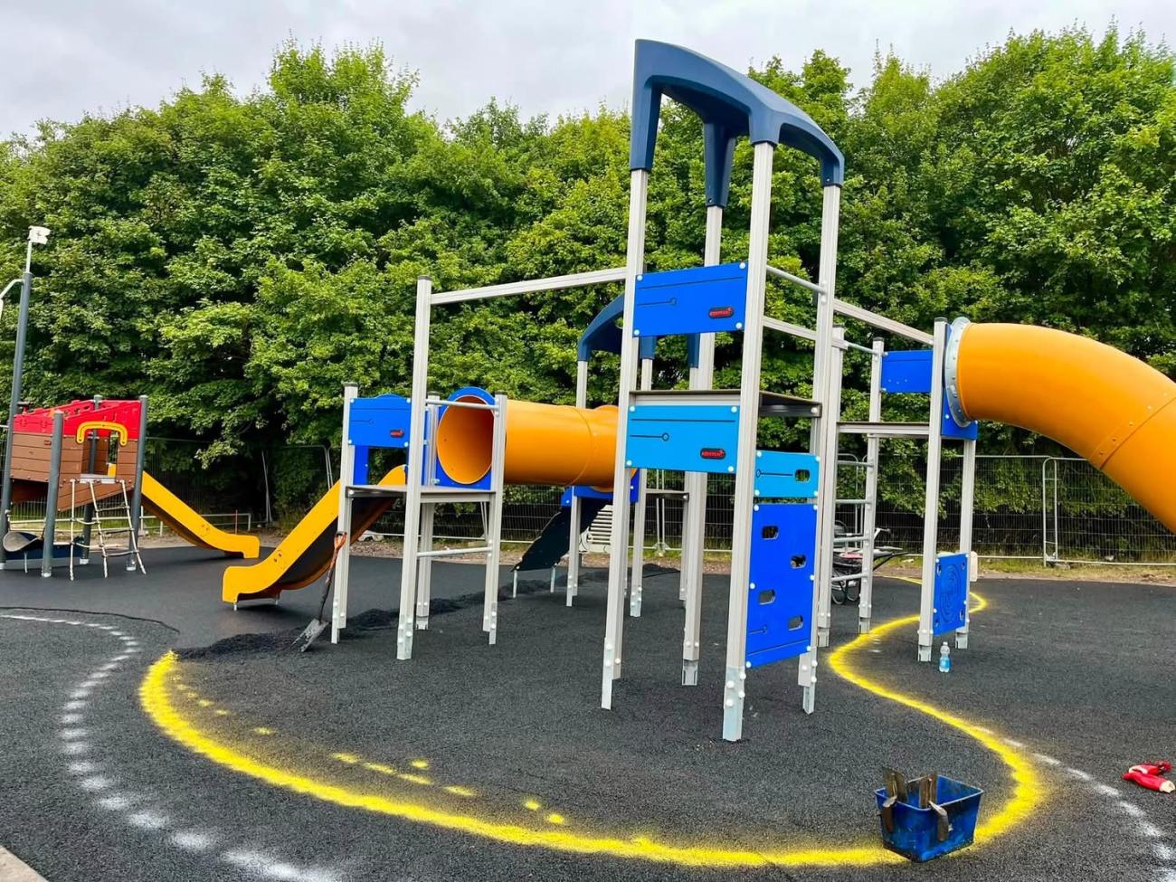 multi use climbing structure in play area
