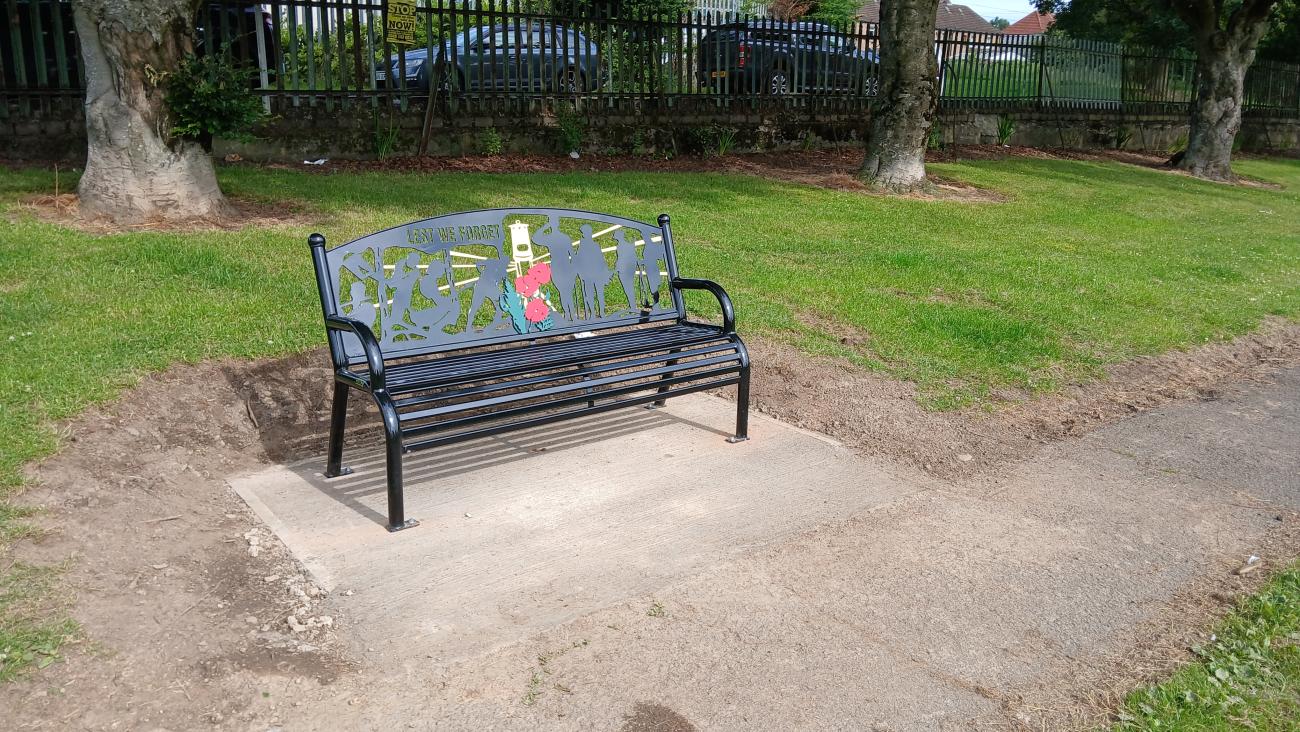 new bench in local park