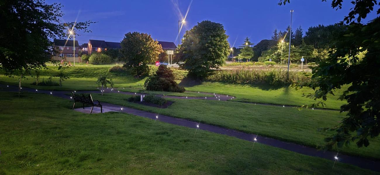 park with solar lights on pathway