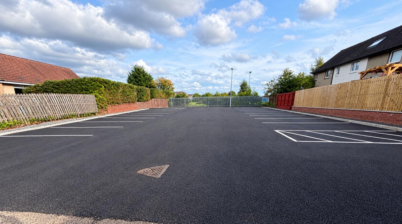 new surface with lines for parking